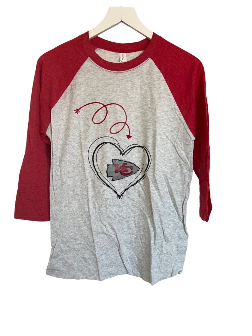 Next Level Custom KC Chiefs Raglan Tee Red & Gray
